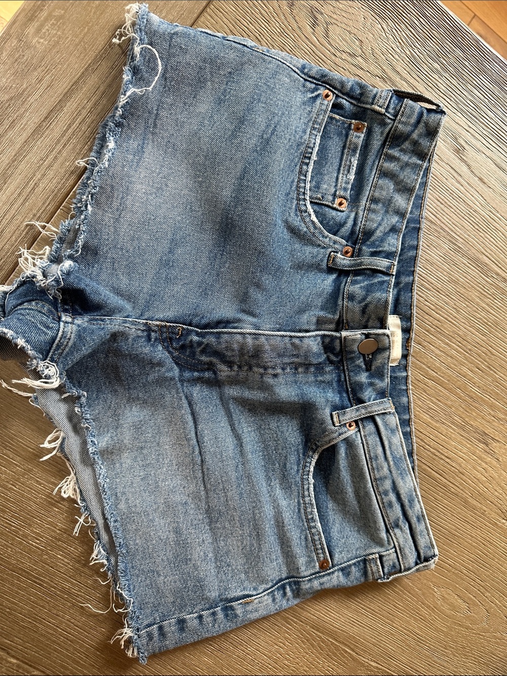 H&M Frayed Hem Blue Denim Cutoff Shorts